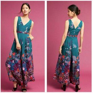 Anthropologie Andalusia Jumpsuit - Teal Floral